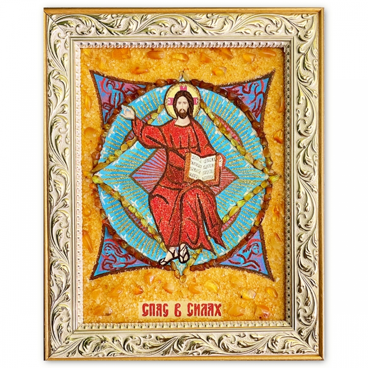 Икона Спас в силах из янтаря