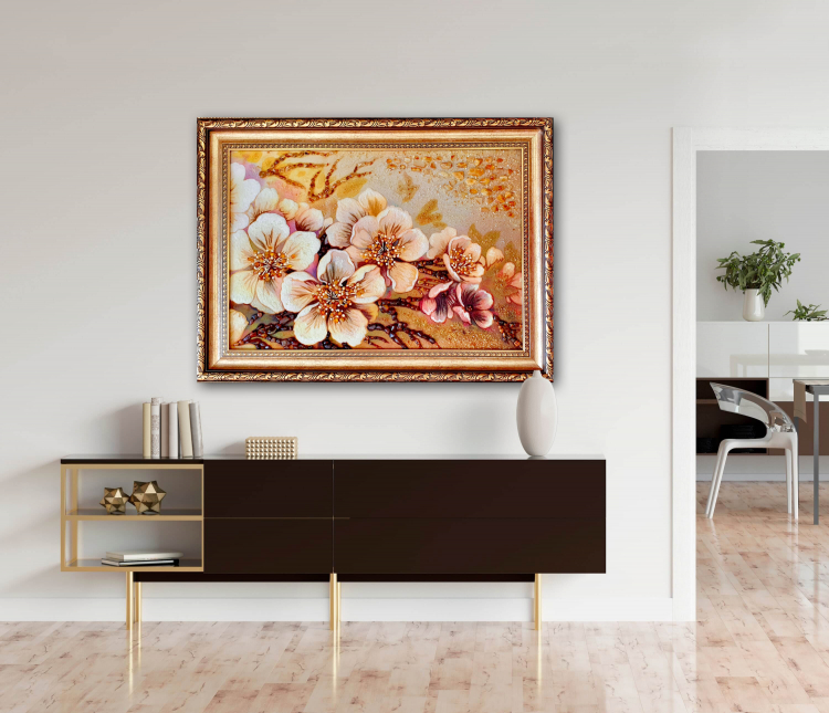 Картина Цвет яблони из янтаря