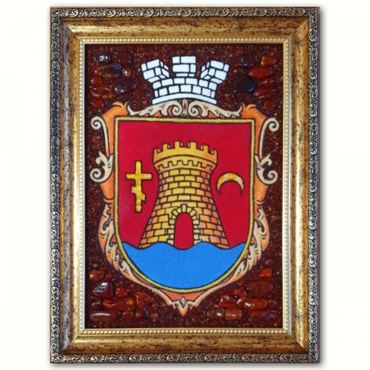 Картина - Герб города Ровно из янтаря