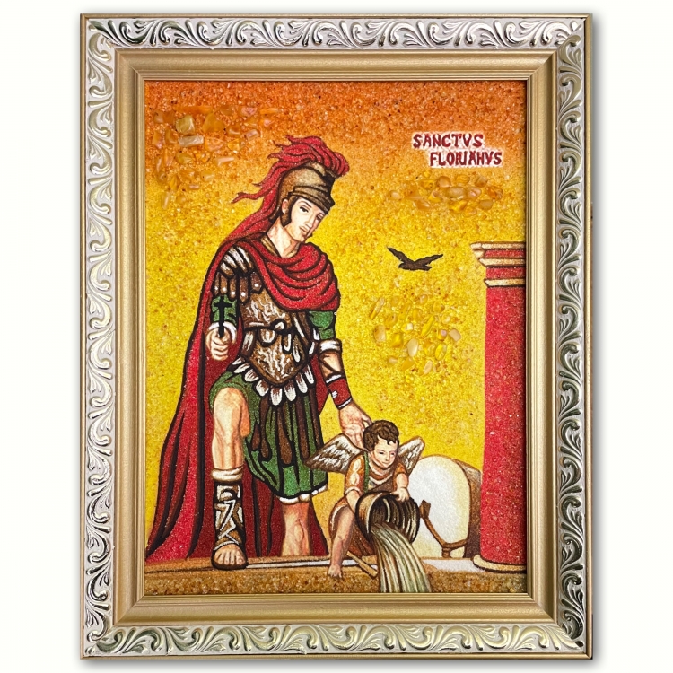 Икона Флориан Лорхский из янтаря
