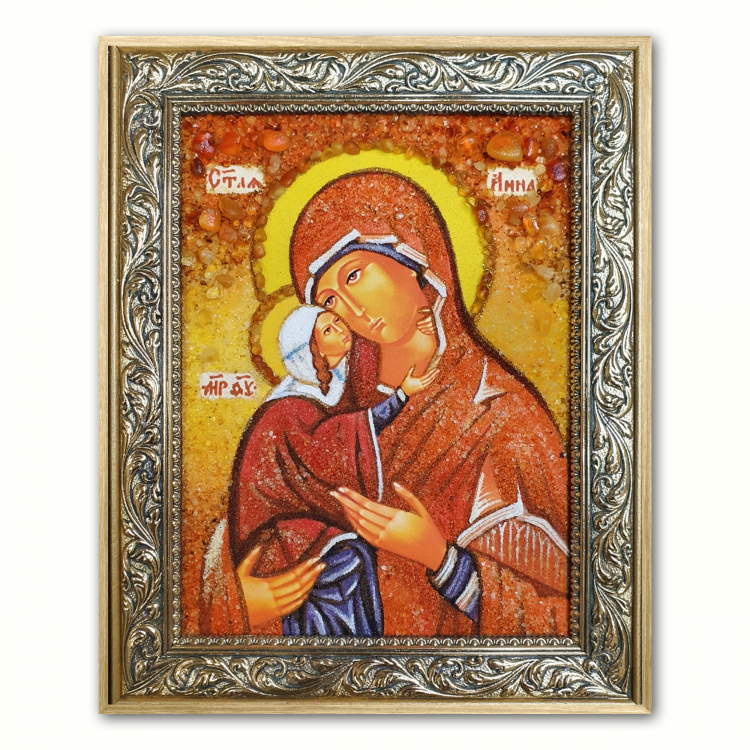 Икона Праведная Анна из янтаря
