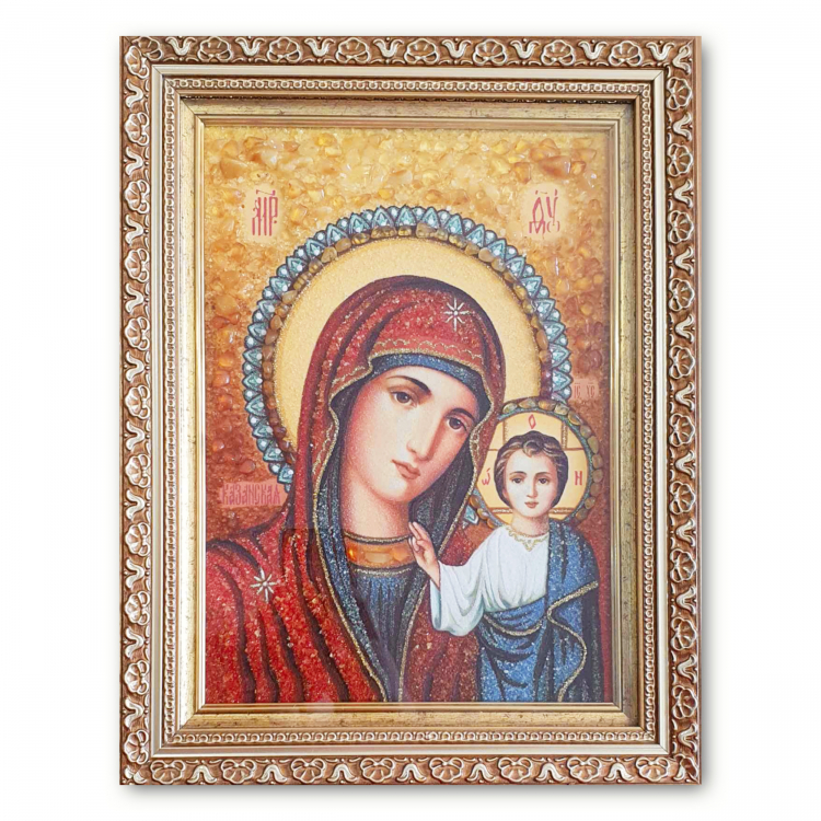 Казанская икона Божией Матери из янтаря