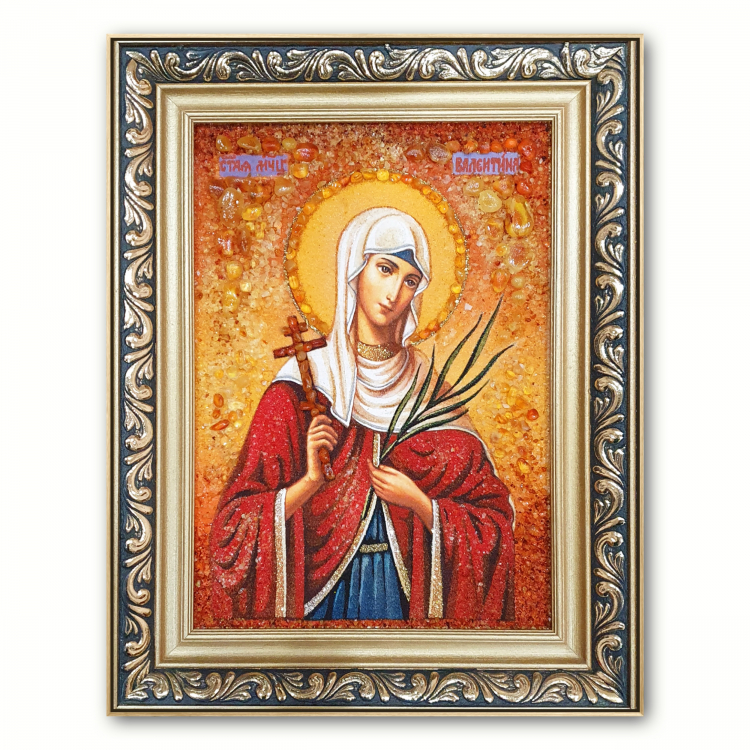 Икона Святая Валентина из янтаря