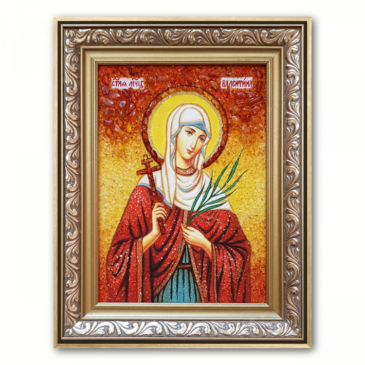 Икона Святая Валентина из янтаря