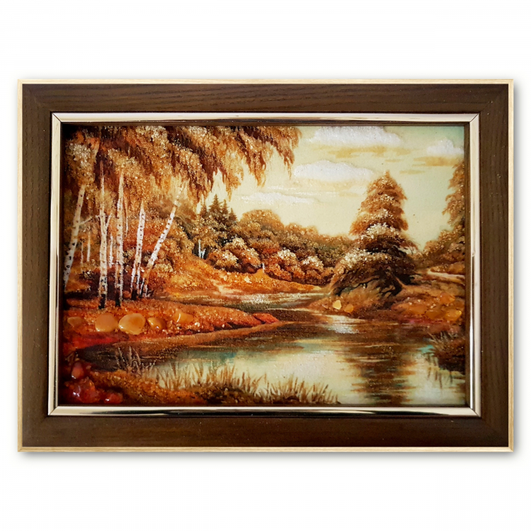 Пейзаж - Красивые березки на берегу из янтаря