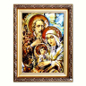 Икона Святое Семейство в вышитых сорочках из янтаря