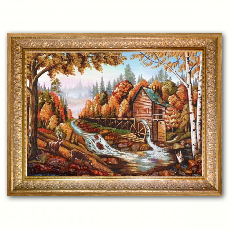 Мельница - пейзаж из янтаря