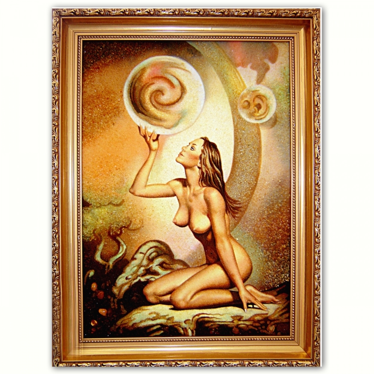 Картина - Красивая девушка Ню из янтаря