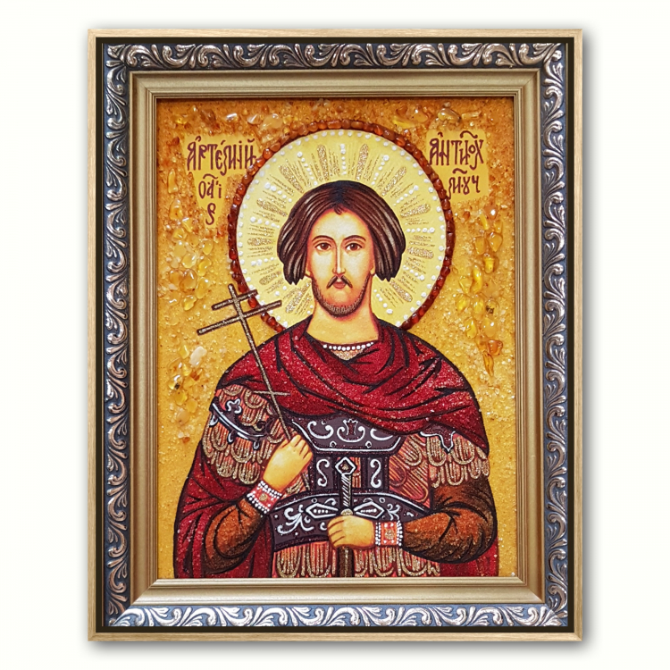 Икона Артемий Антиохийский из янтаря