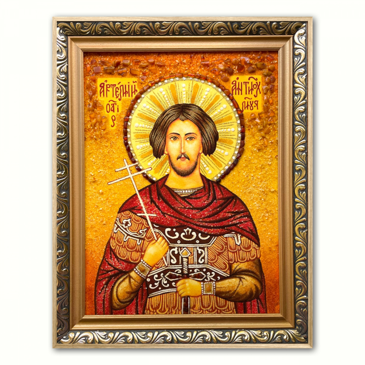 Икона Артемий Антиохийский из янтаря
