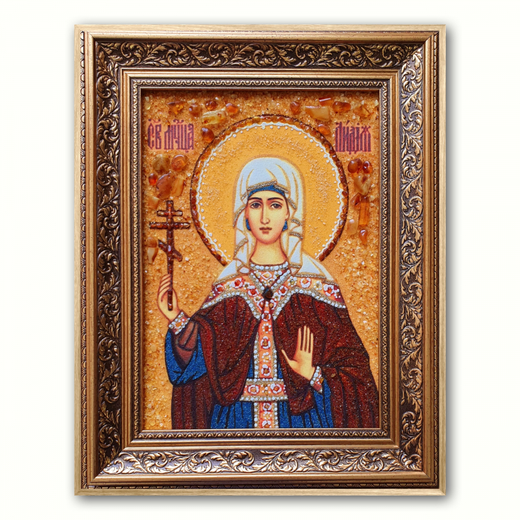 Икона Святая Лидия из янтаря