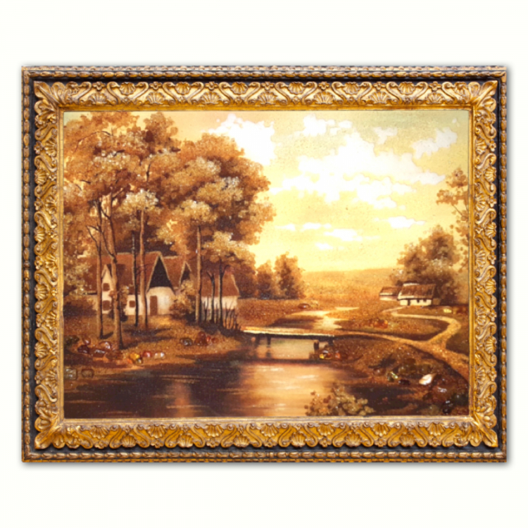 Пейзаж - Дом за рекой из янтаря