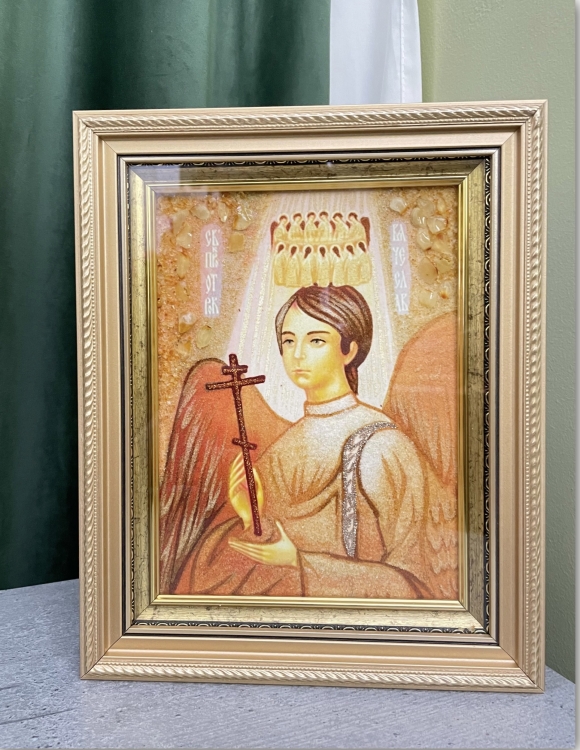 Икона Отрок Вячеслав Чебаркульский из янтаря