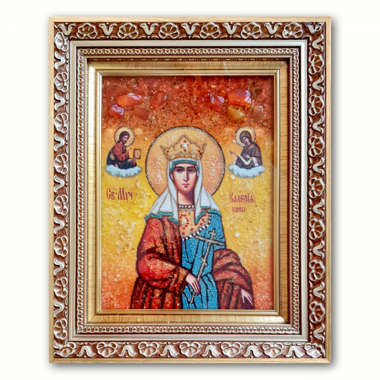 Икона Святая Валерия Царица из янтаря
