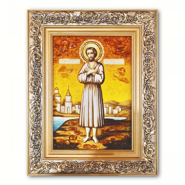 Икона Алексий, человек Божий из янтаря