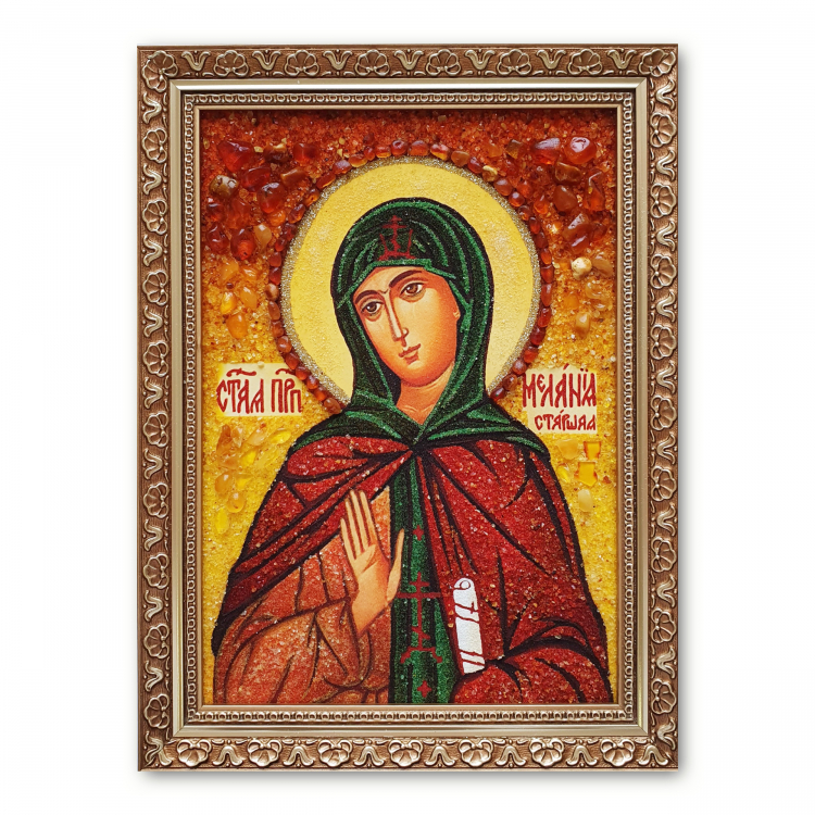 Икона Мелания Старшая из янтаря