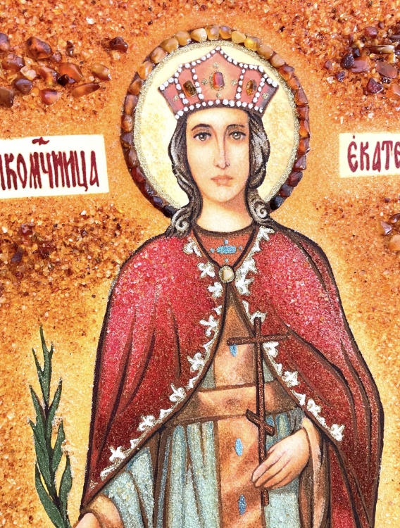Икона Екатерина из янтаря
