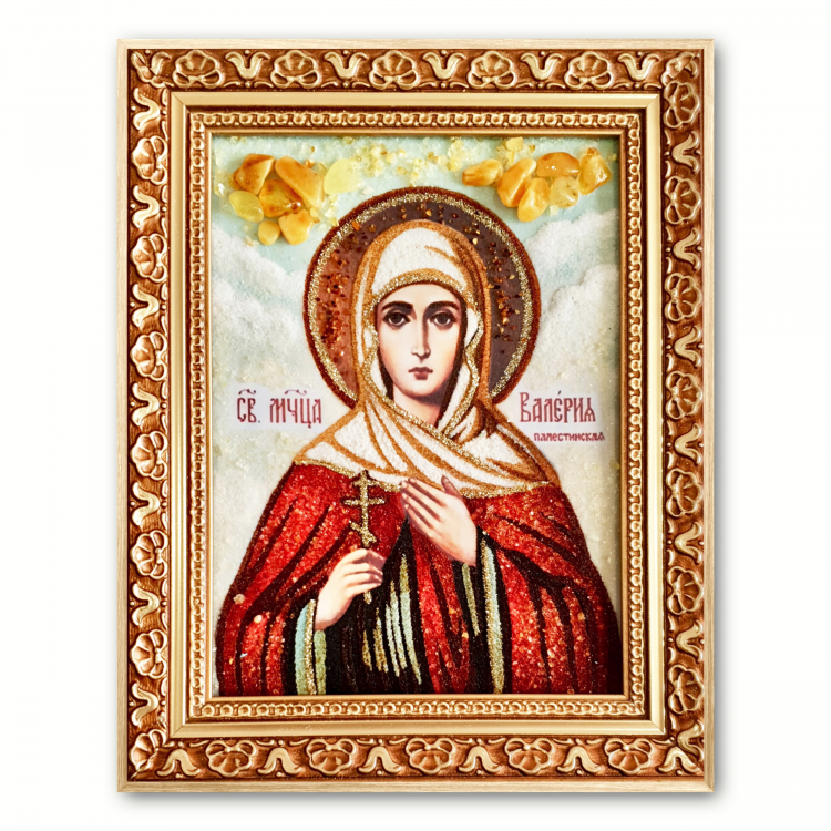 Икона Святая Валерия Палестинская (Кесарийская) из янтаря