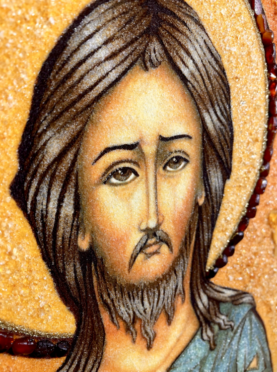 Икона Святой преподобный Алексий из янтаря