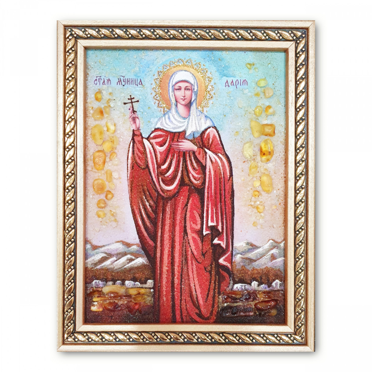 Икона Дарья Римская из янтаря