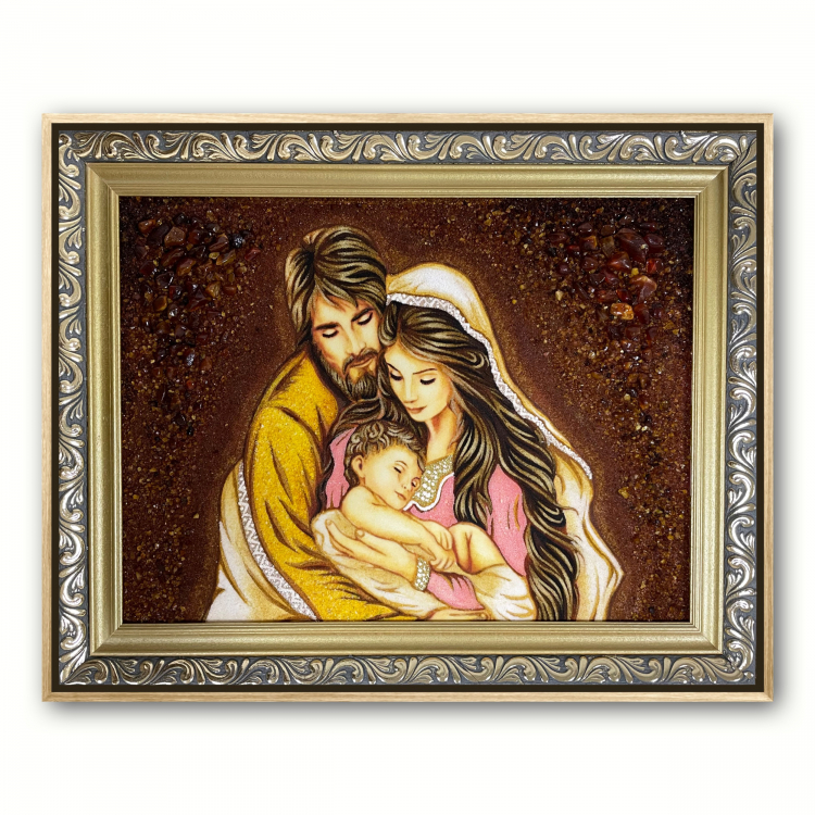 Католическая икона - Святое Семейство из янтаря