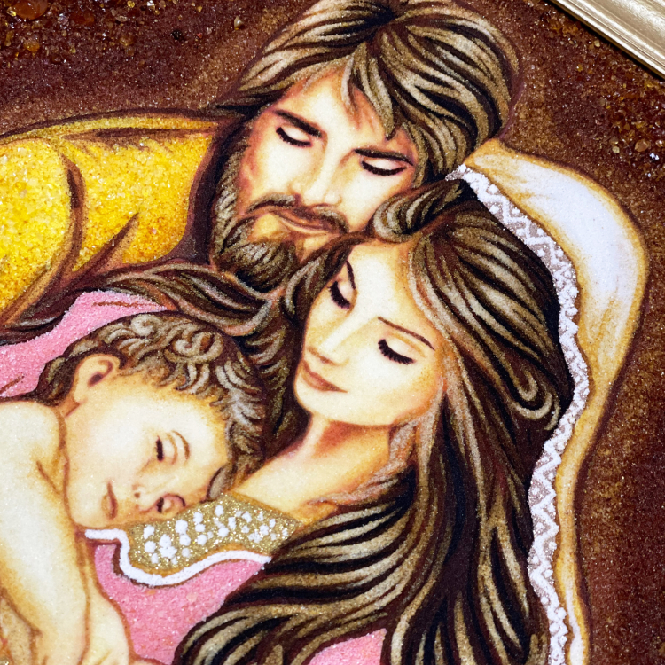 Католическая икона - Святое Семейство из янтаря