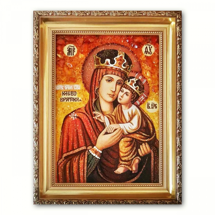 Икона Киево-Братская Богородица из янтаря