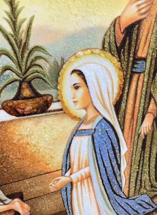 Икона Святое Семейство из Назарета из янтаря