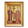 Икона Святые Елена и Константин из янтаря