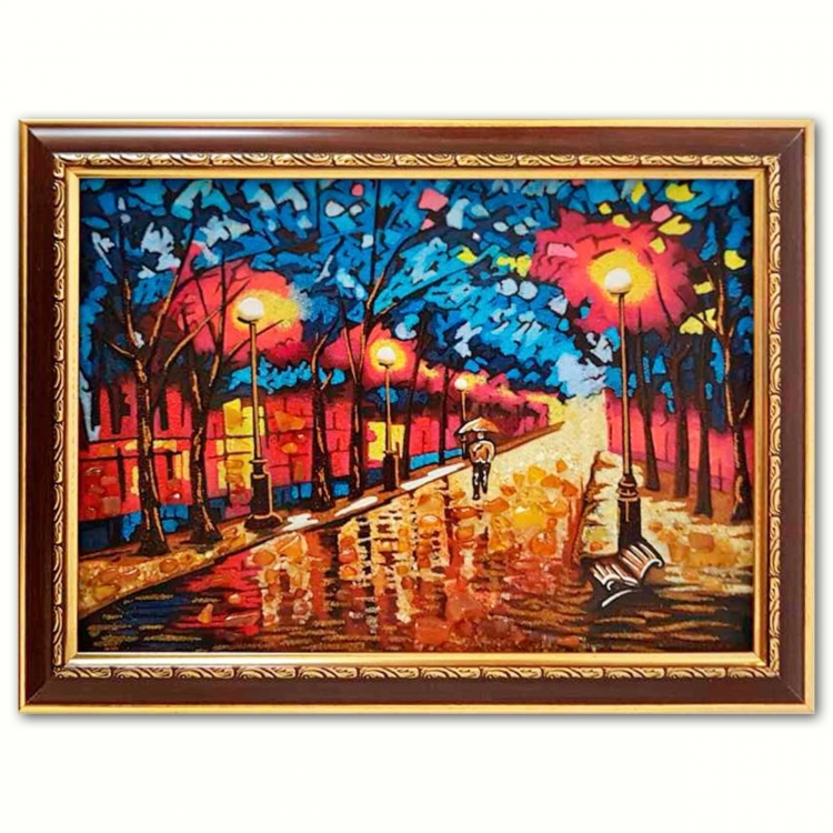 Картина Осенний променад из янтаря