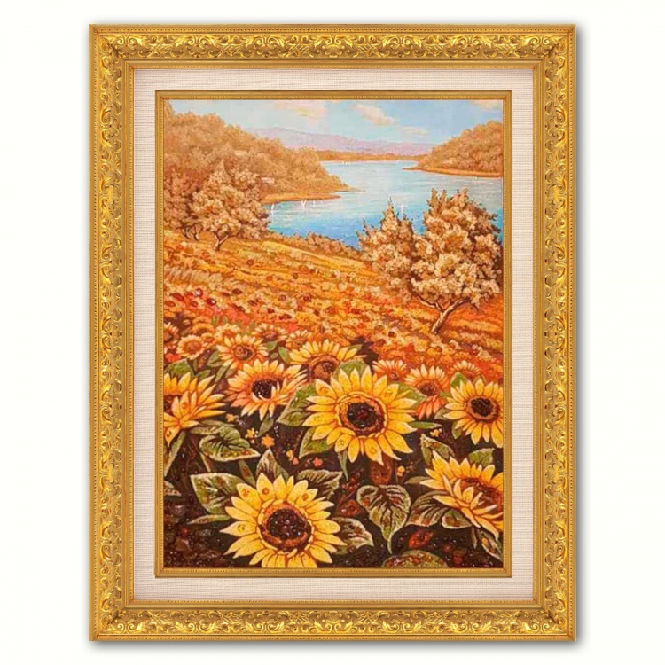 Пейзаж - Поле с подсолнухами из янтаря