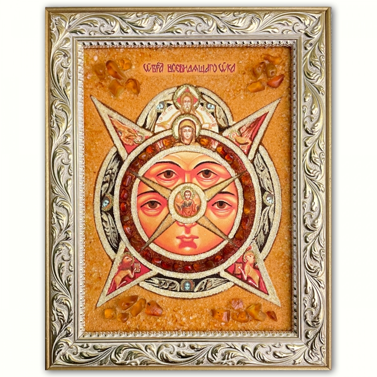 Икона Всевидящее Око из янтаря