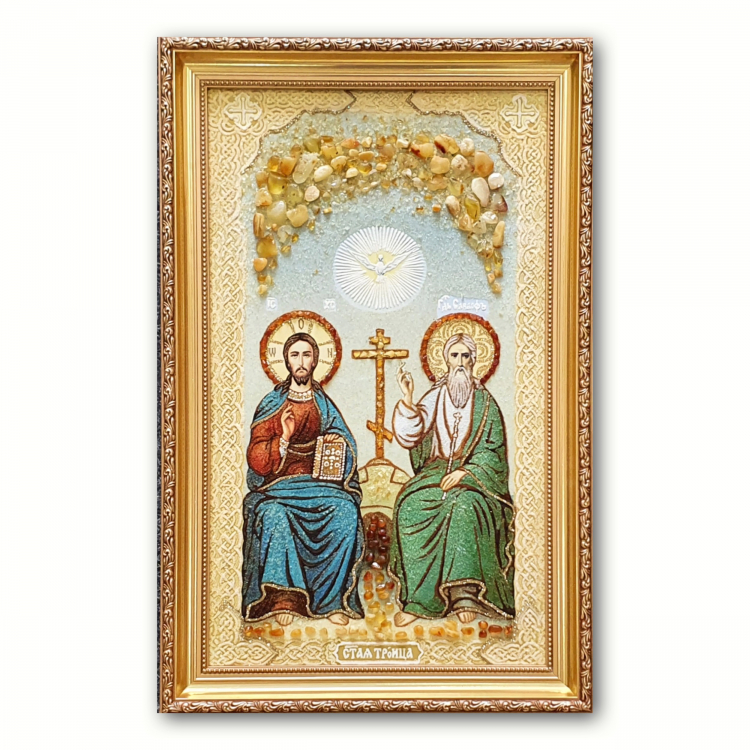 Икона Троица из янтаря