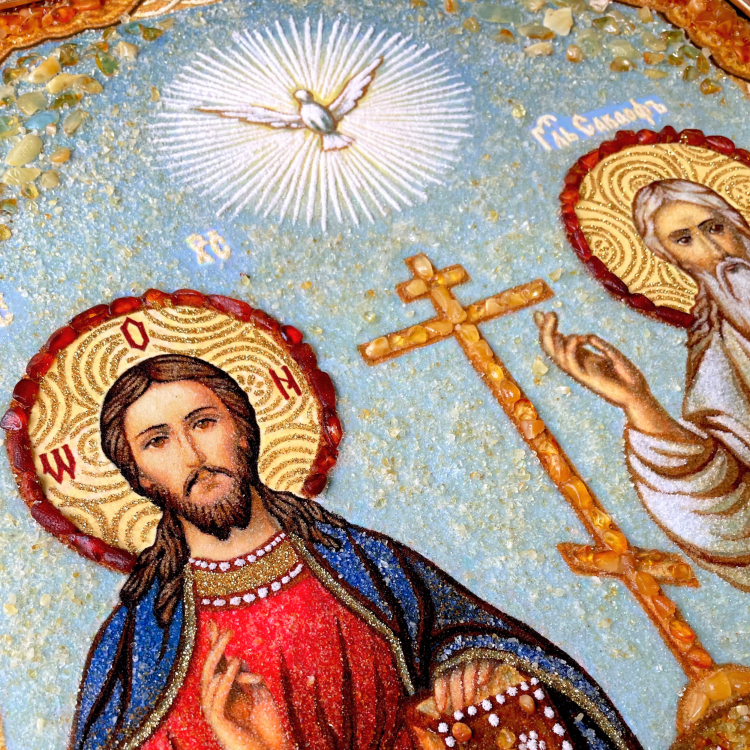 Икона Троица из янтаря