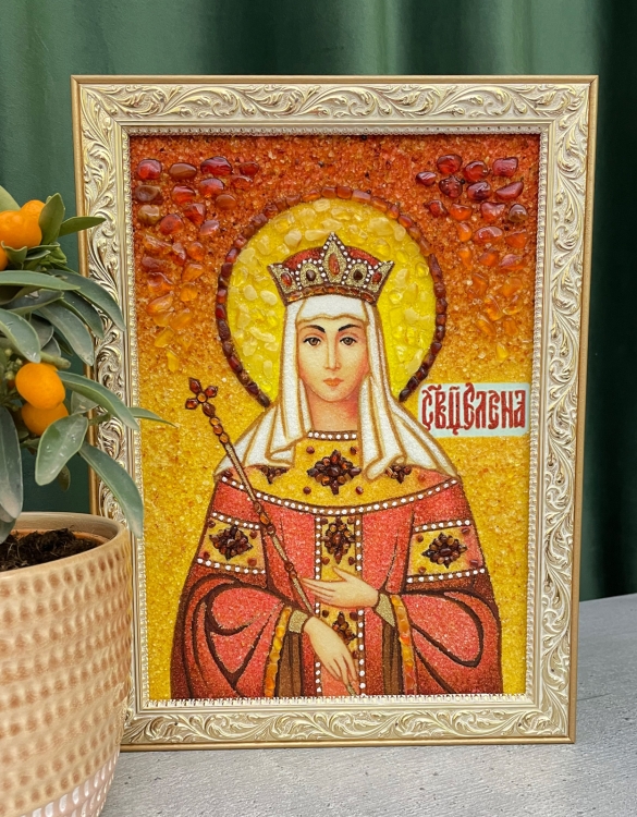 Икона Святая Елена из янтаря