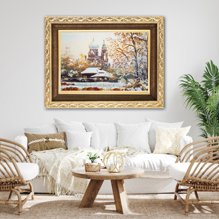 Пейзаж - Деревенская церковь из янтаря