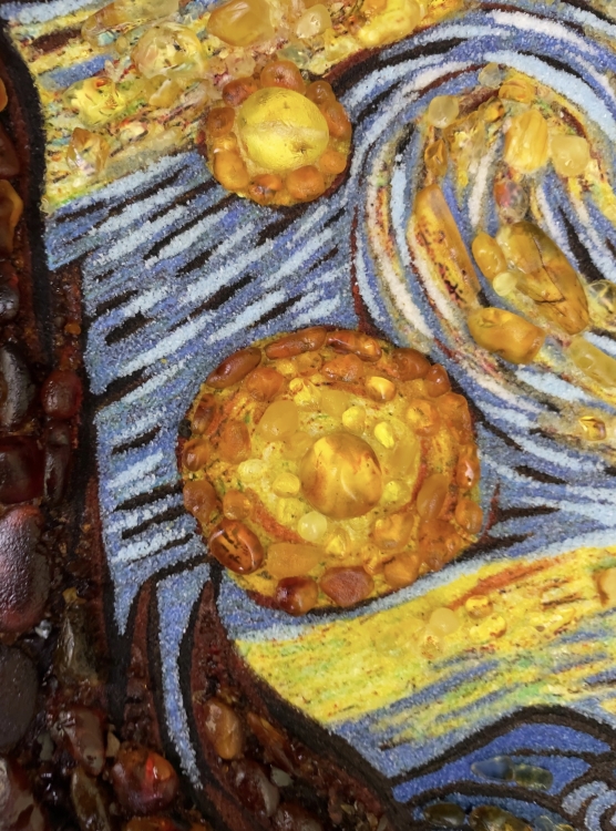 Картина Звездная ночь (Винсент ван Гог) из янтаря