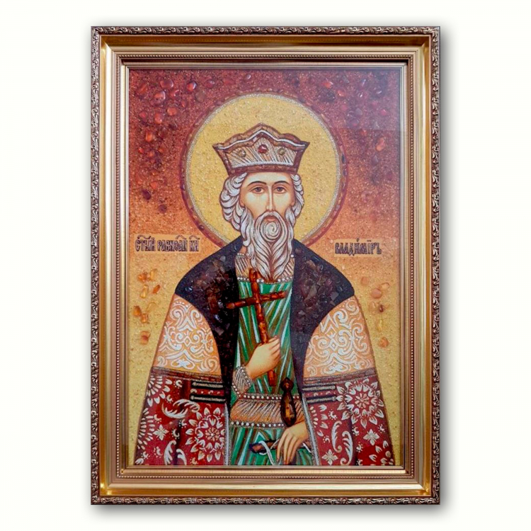 Икона Князь Владимир из янтаря
