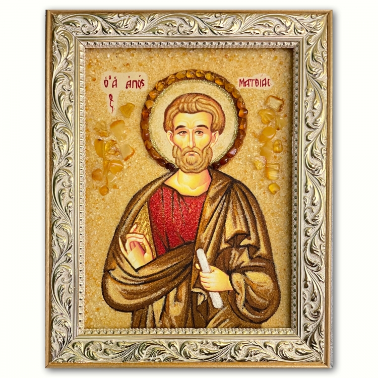 Икона именная Матвей из янтаря
