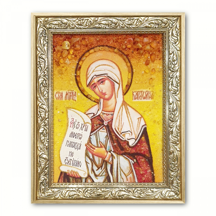 Икона Капитолина Каппадокийская из янтаря