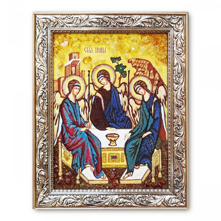 Икона Троица (Рублев) из янтаря