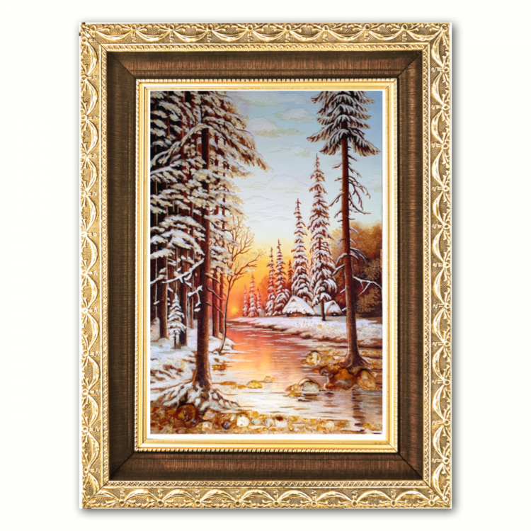 Пейзаж - Зимний лес из янтаря