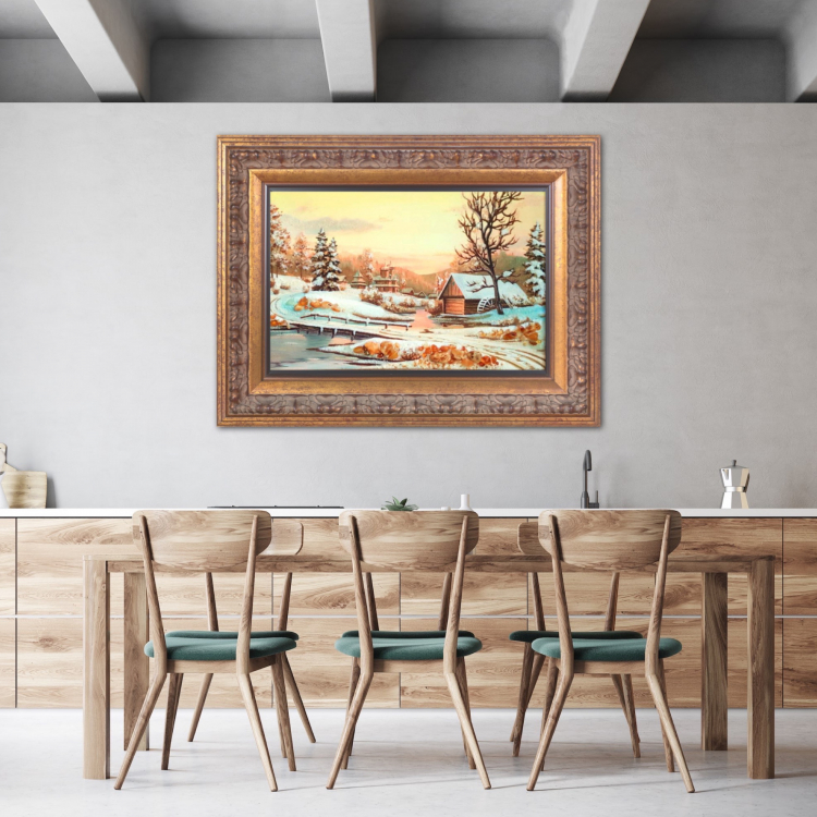 Зимняя деревня - Пейзаж из янтаря