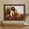 Картина Спаниель на охоте из янтаря