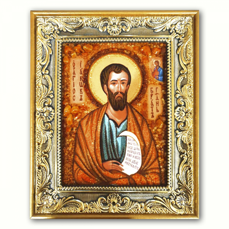 Икона Апостол Иаков, брат Господень из янтаря