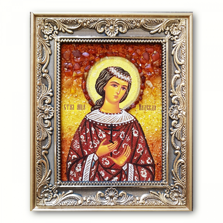 Икона Надежда Римская Святая из янтаря