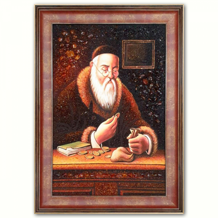 Картина Еврей cчитает деньги из янтаря