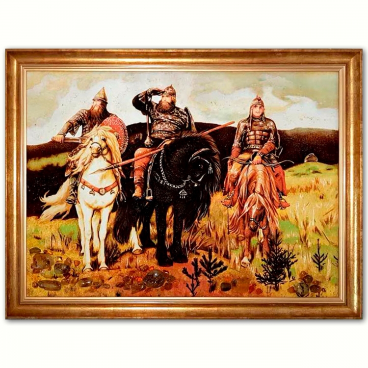 Картина Богатыри (Васнецова) из янтаря
