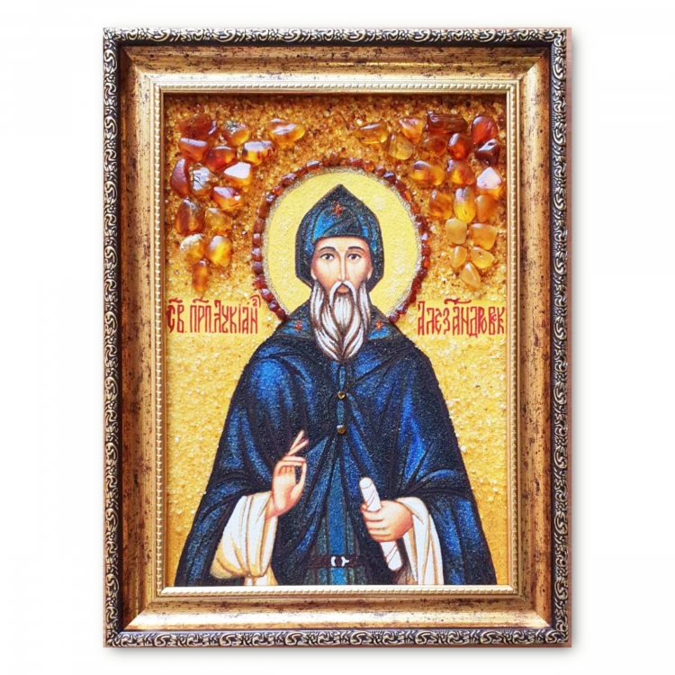 Икона Лукиан Александровский из янтаря
