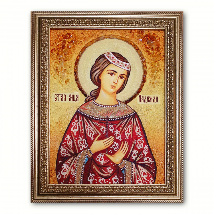 Икона Святая Мученица Надежда из янтаря